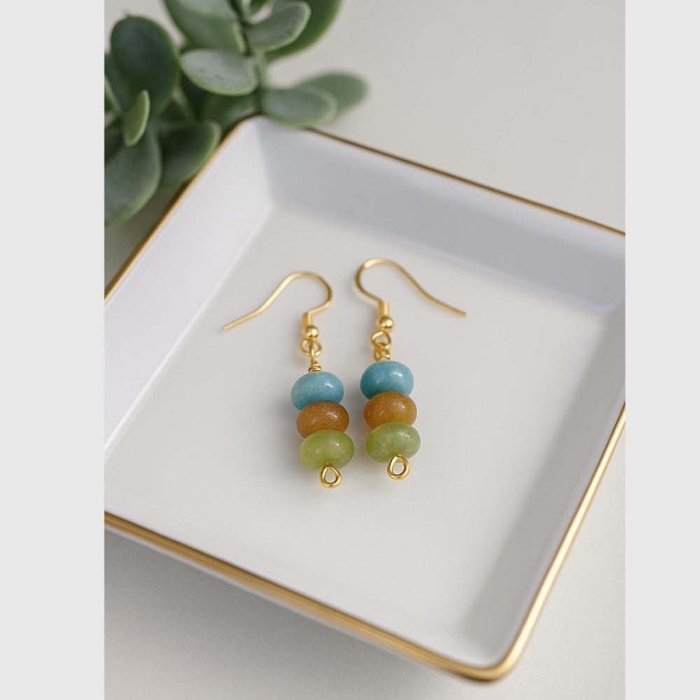 Minimalist Jade Earrings – Handmade Natural Stone‎ Jewelry for Everyday